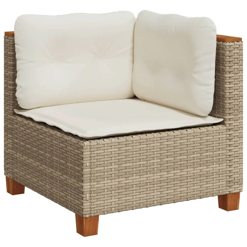Garden Sofa Set PE Rattan 5 Piece Modular Outdoor Furniture with Cushions Beige