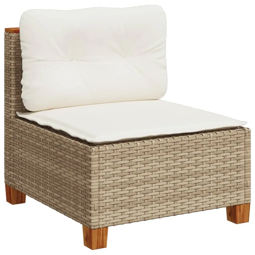 Garden Sofa Set PE Rattan 5 Piece Modular Outdoor Furniture with Cushions Beige