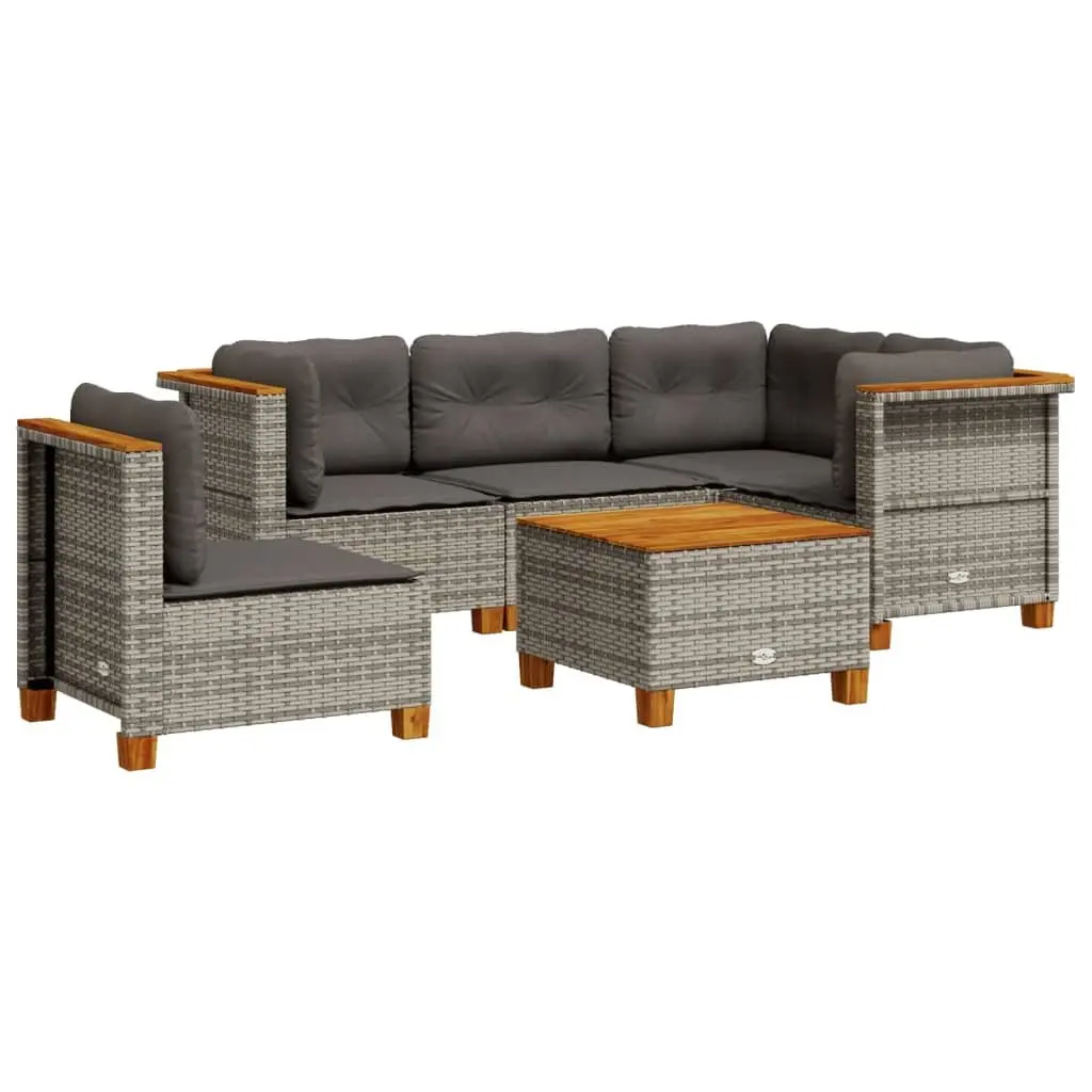 Garden Sofa Set Poly Rattan 6 Piece Modular Outdoor Furniture Grey