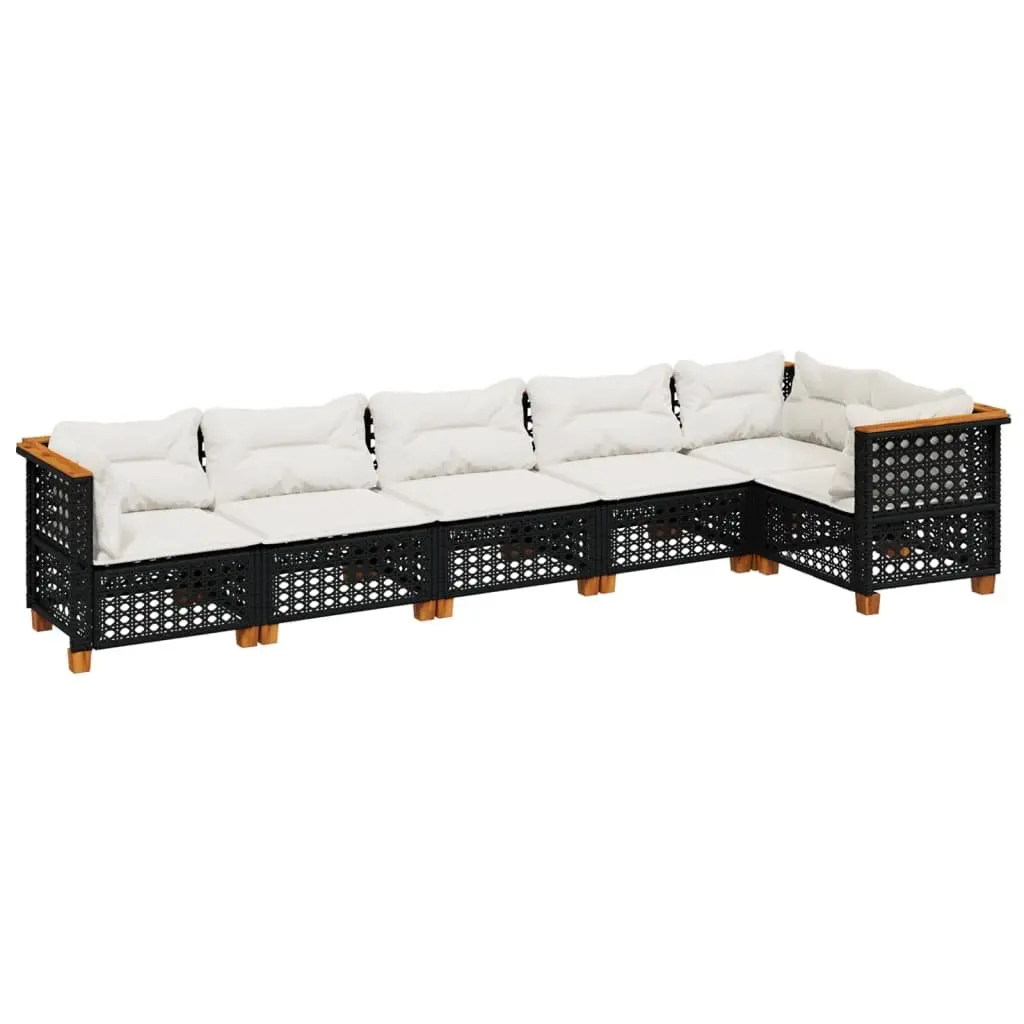 Garden Sofa Set PE Rattan 6 Piece Outdoor Furniture Black with Cushions