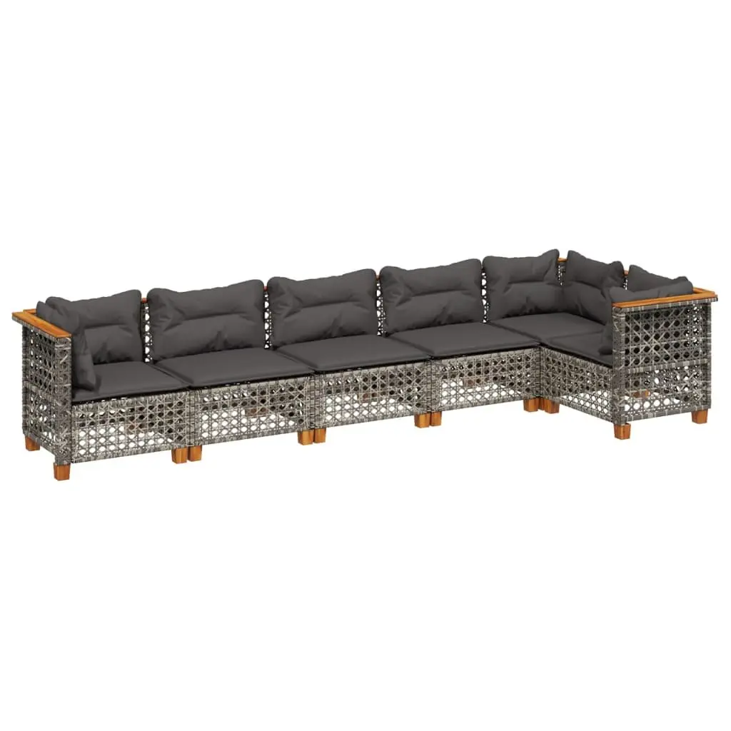 Garden Sofa Set PE Rattan 6 Piece Modular Outdoor Furniture Grey