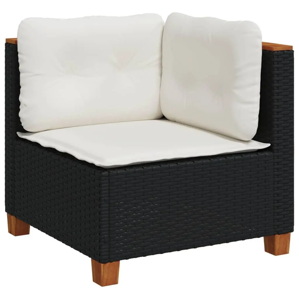 6 Piece Garden Sofa Set with Black Rattan