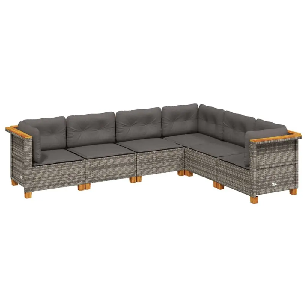 Grey Poly Rattan 6-Piece Garden Sofa Set