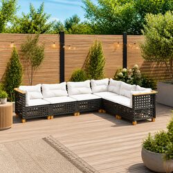 Durable Black Garden Sofa Set 6 Piece Patio Lounge