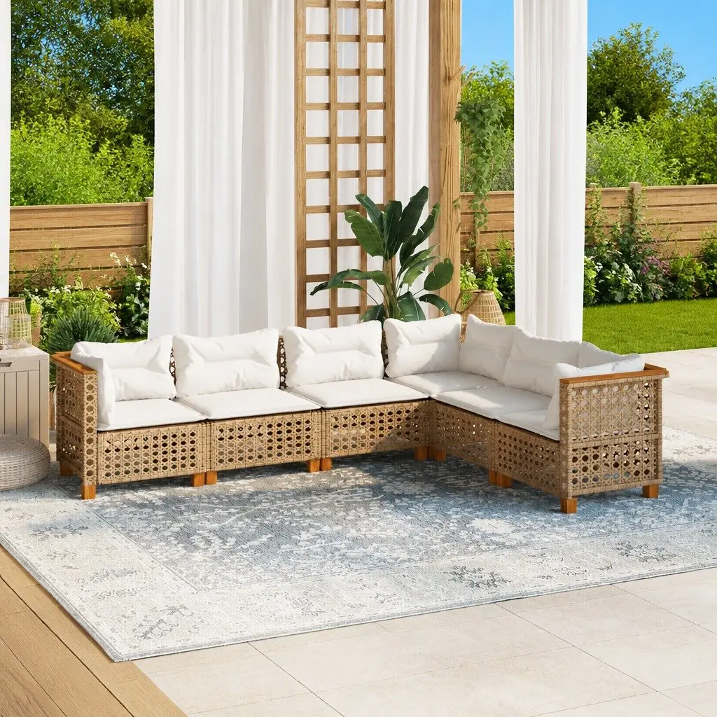 6-Piece Garden Sofa Set with Beige Cushions