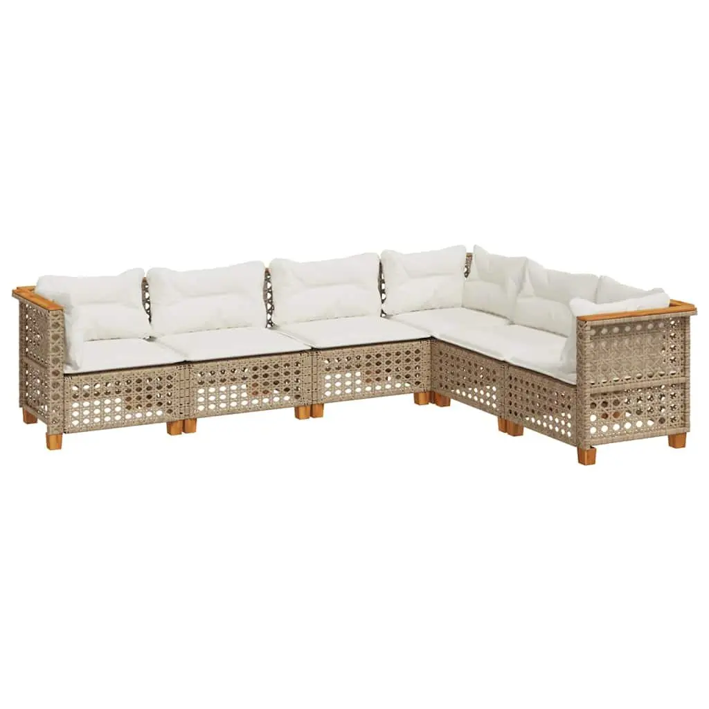 6-Piece Garden Sofa Set with Beige Cushions