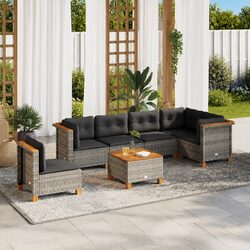 Premium 7 Piece Garden Sofa Set with Cushions Grey