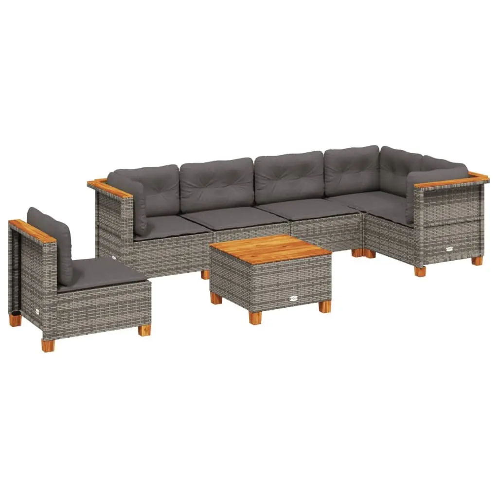 7 Piece Garden Sofa Set with Cushions Grey