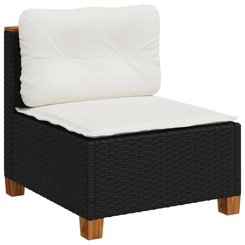 Black Modular 7 Piece Outdoor Sofa Set with Cushions