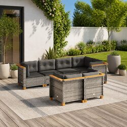 Sturdy 7 Piece Modular Grey Garden Sofa Set