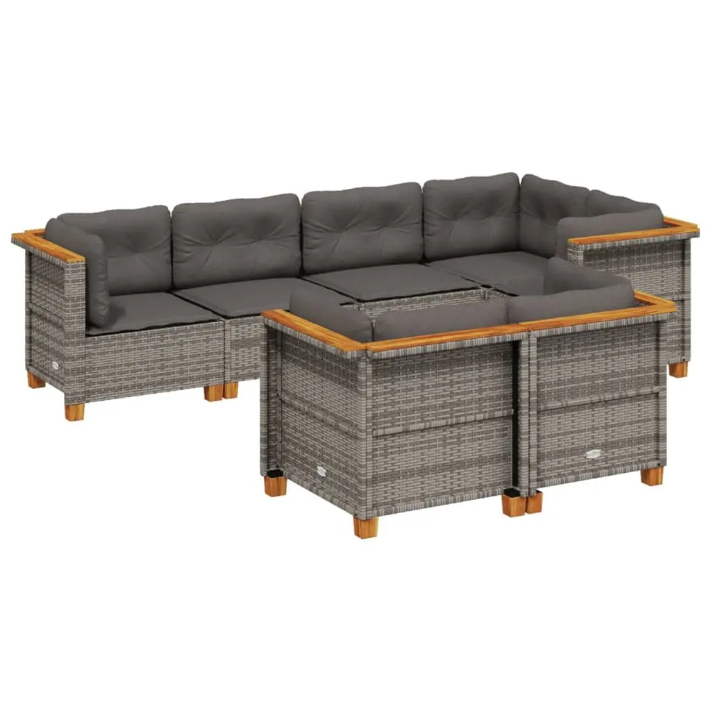 7 Piece Modular Grey Garden Sofa Set