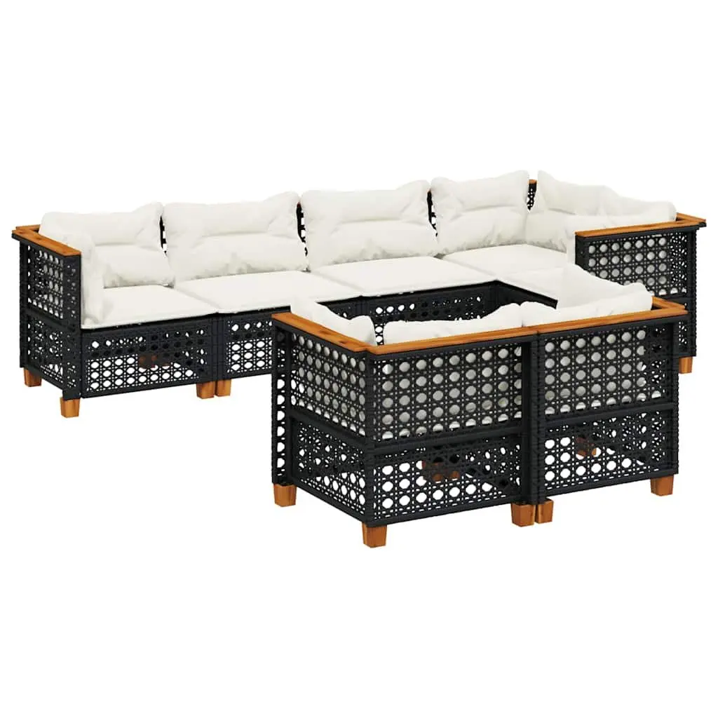 Black 7 Piece Garden Sofa Set for Outdoor Relaxation