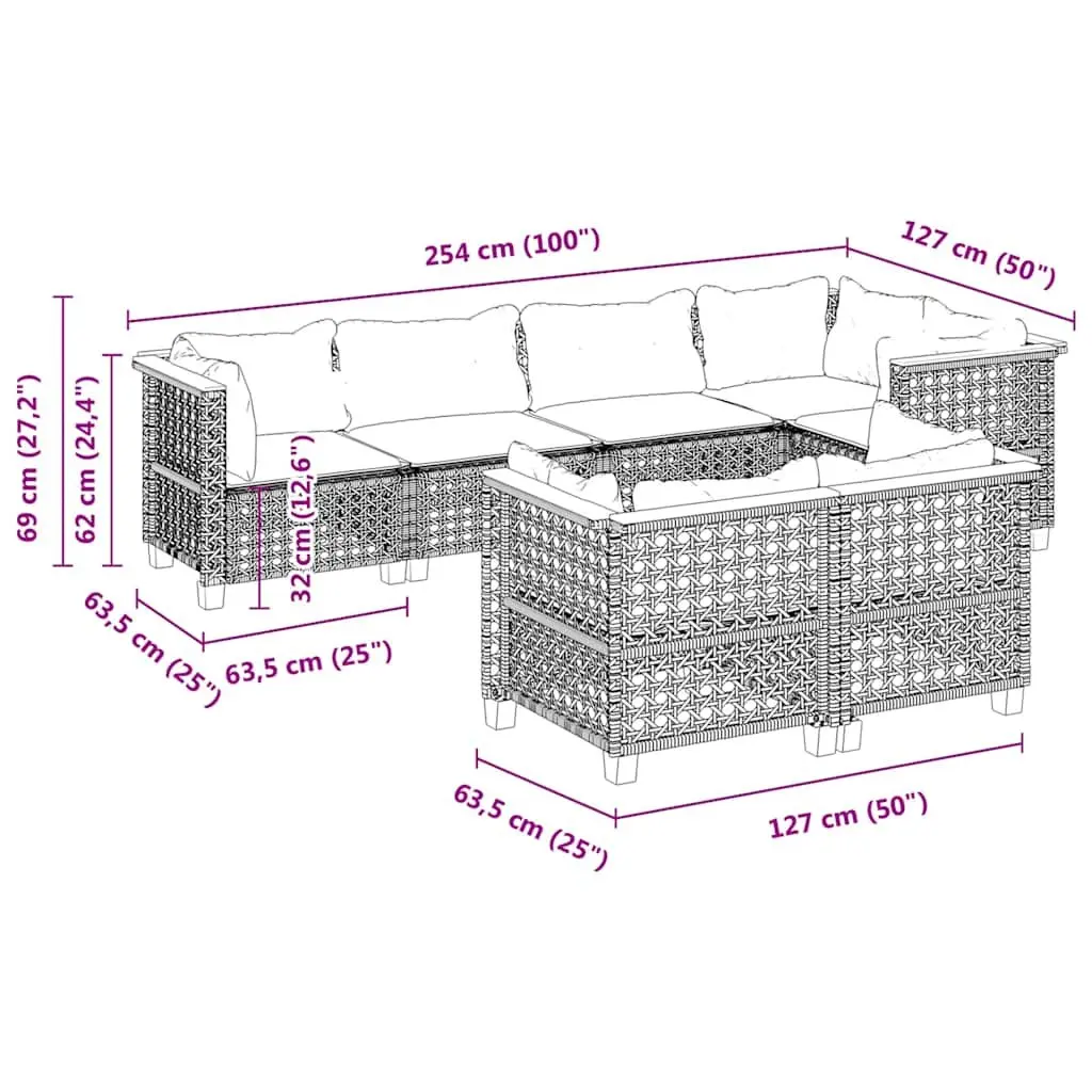 7-Piece Garden Sofa Set with Beige Cushions