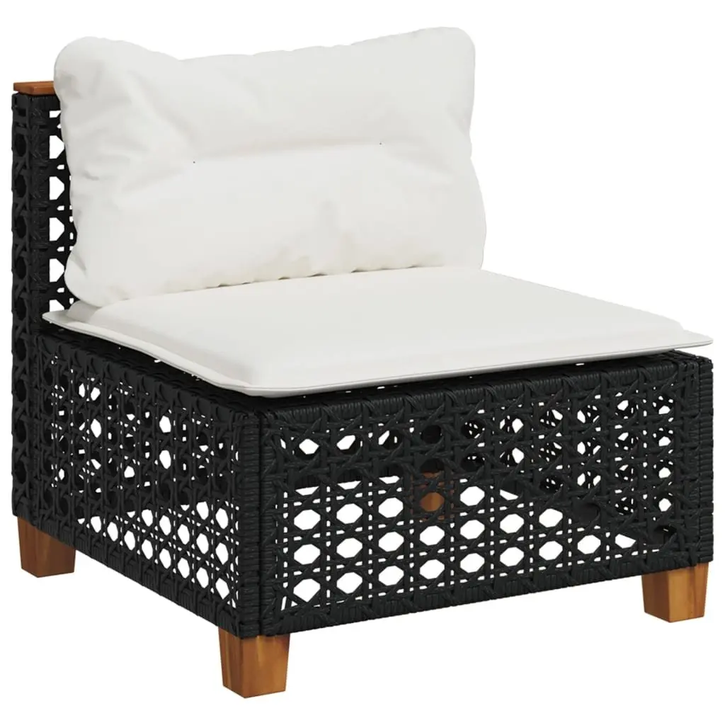 8-Piece Black Garden Sofa Set with Cushions for Outdoor Use