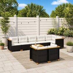 High-Quality 9-Piece Modular Garden Sofa Set in Black