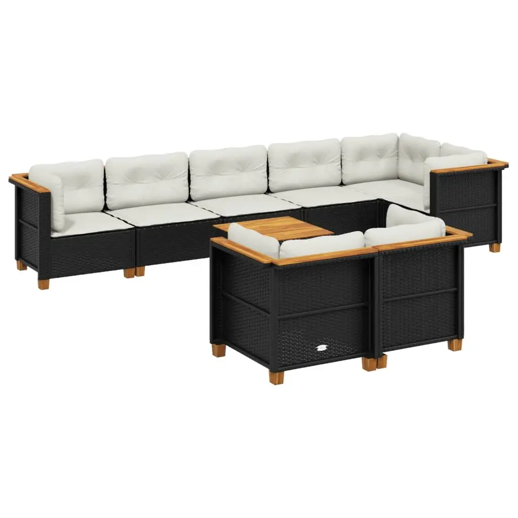 Garden Sofa Set PE Rattan 9 Piece Outdoor Furniture Modular Black