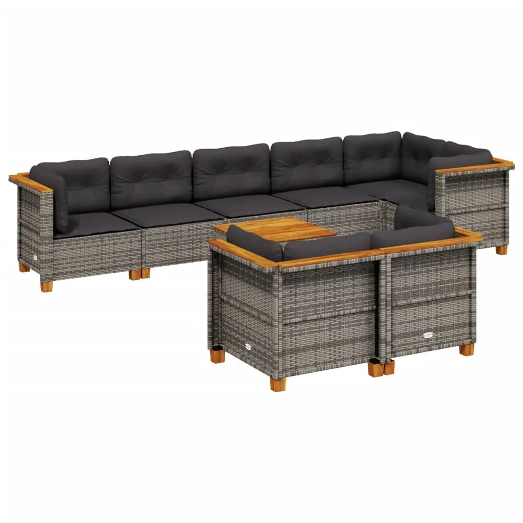 Garden Sofa Set PE Poly Rattan 9 Piece Outdoor Furniture Grey Patio Lounge
