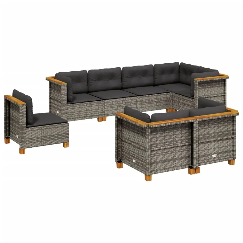 Garden Sofa Set PE Rattan 8 Piece Outdoor Furniture Patio Lounge Grey