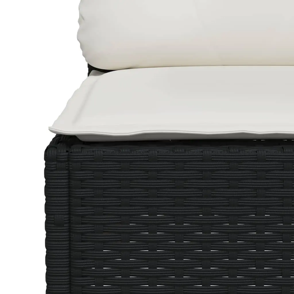 7 Piece Outdoor Sofa Set PE Rattan Cushions Black