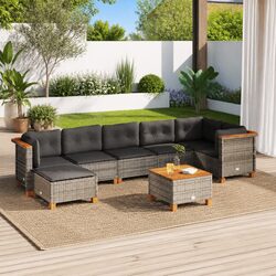 Stylish 8 Piece Grey Outdoor Garden Sofa Set