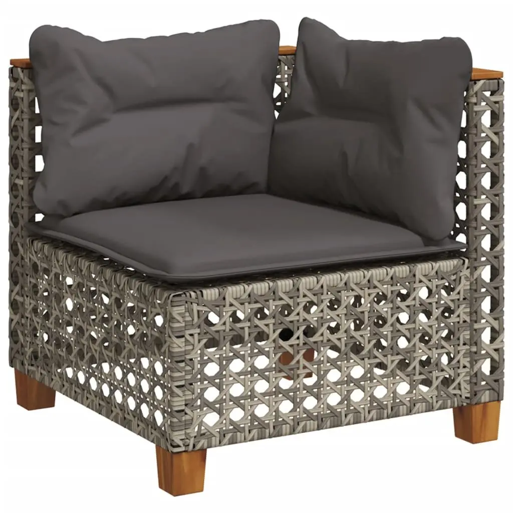 7 Piece Garden Sofa Set PE Rattan Grey with Cushions Modular Outdoor Furniture