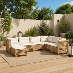 Premium 7-Piece Beige Garden Sofa Set with Cushions