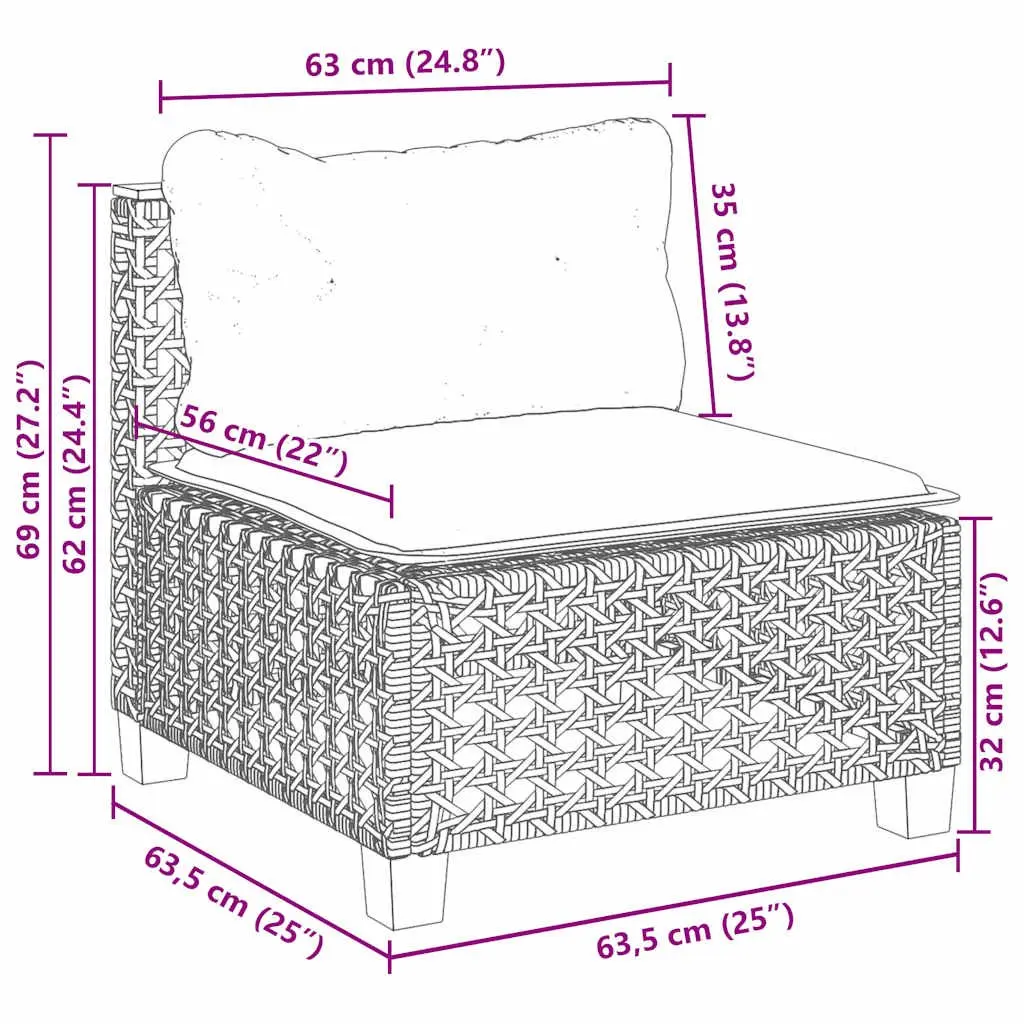 7 Piece Garden Sofa Set PE Rattan with Cushions Beige Modular Outdoor Furniture