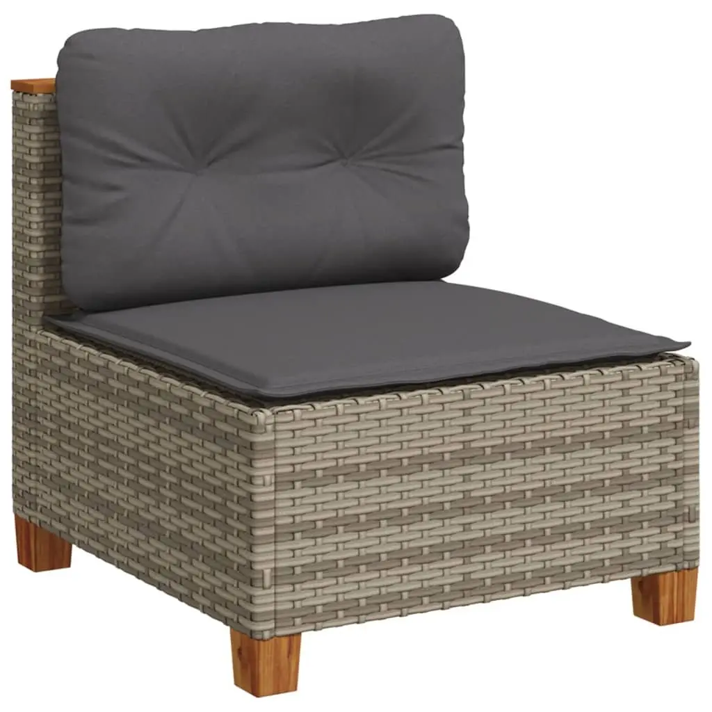 Garden Sofa Set PE Rattan 8 Piece Modular Outdoor Furniture Grey with Cushions
