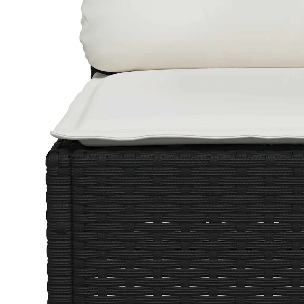6-Piece Black Poly Rattan Garden Sofa Set