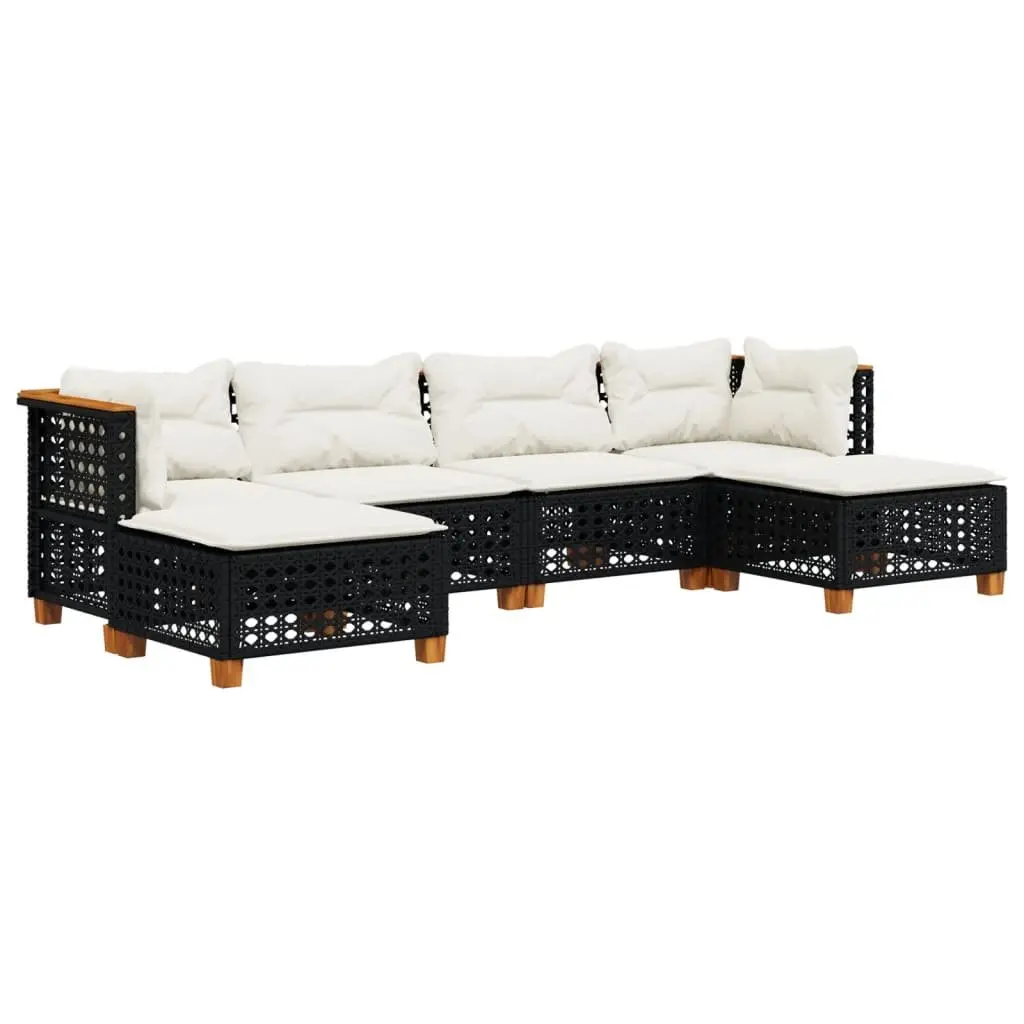 Garden Sofa Set PE Rattan 6 Piece Outdoor Furniture Black Modular Patio