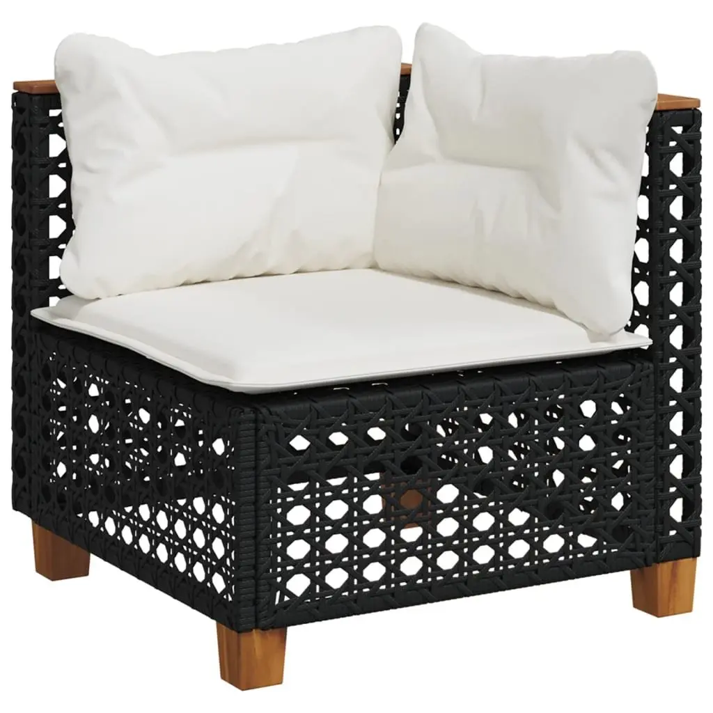 Garden Sofa Set PE Rattan 6 Piece Outdoor Furniture Black Modular Patio