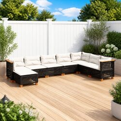 Premium 8 Piece Black Garden Sofa Set for Outdoor Use