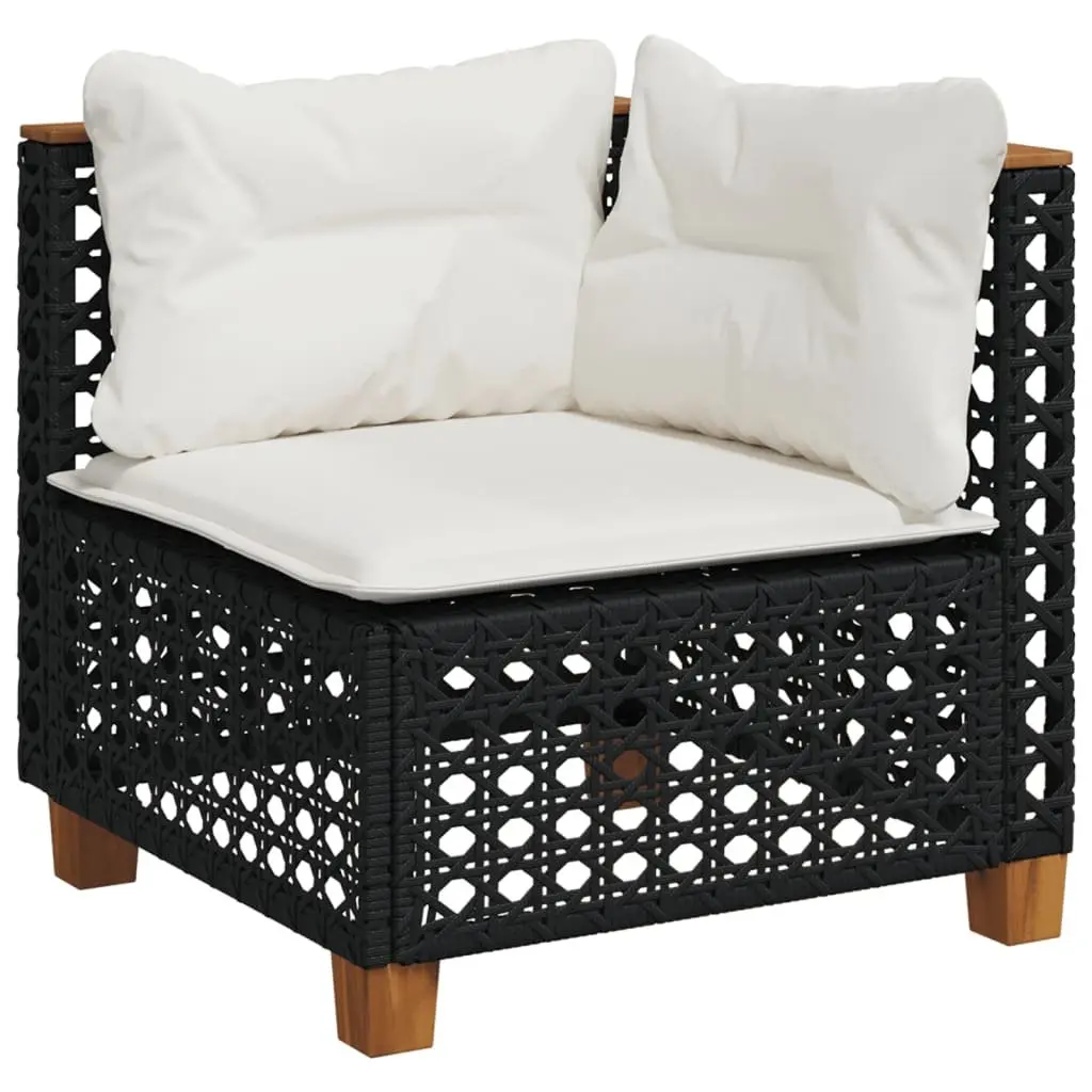 Garden Sofa Set PE Rattan 8 Piece Outdoor Furniture Black Patio Seating with Cushions
