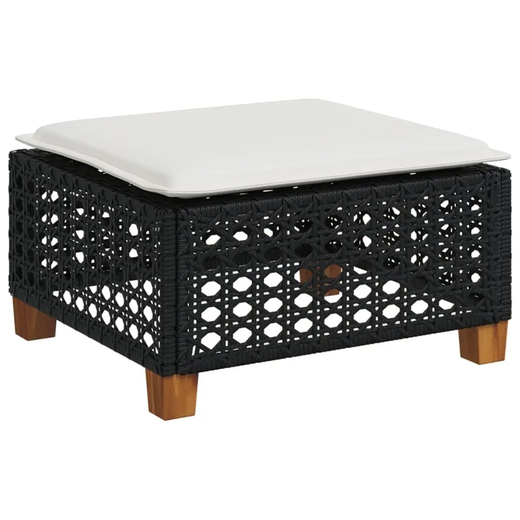Garden Sofa Set PE Rattan 8 Piece Outdoor Furniture Black Patio Seating with Cushions