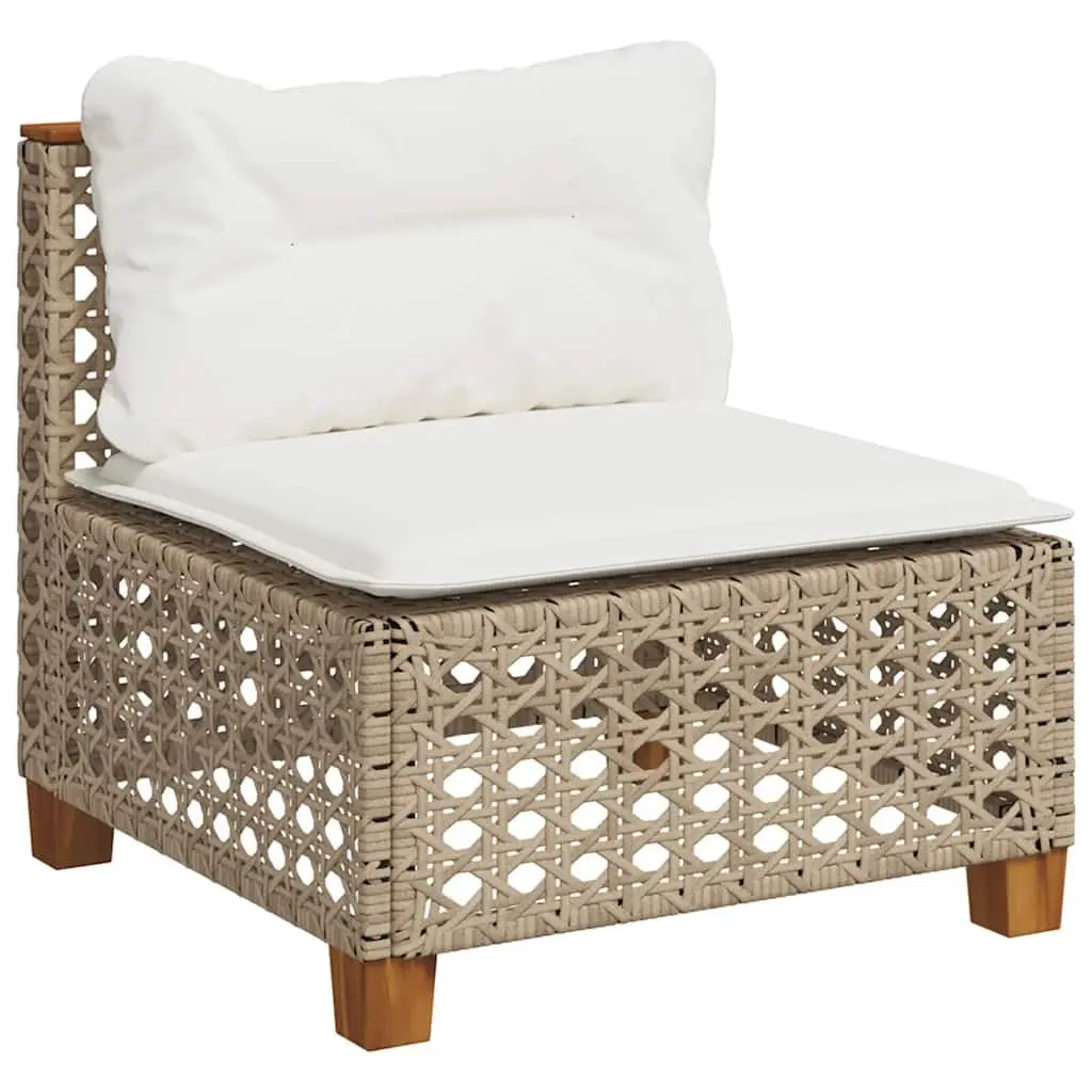 Garden Sofa Set PE Rattan 8 Piece Modular Beige Cushions