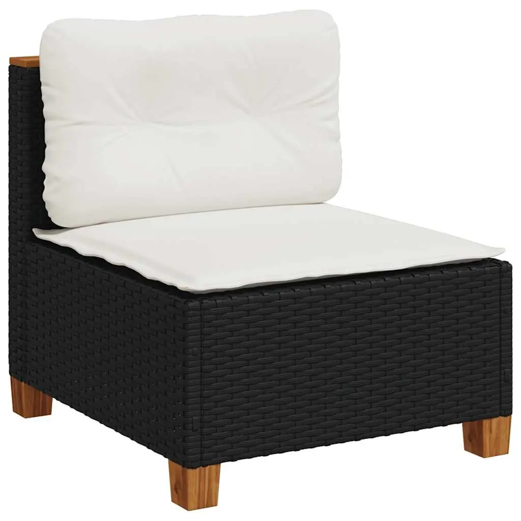 Garden Sofa Set PE Rattan 7 Piece Modular Sectional Black with Cushions