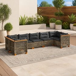 High-Quality 7 Piece Grey Rattan Garden Sofa Set
