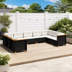 9-Piece Black Garden Sofa Set for Outdoor Comfort