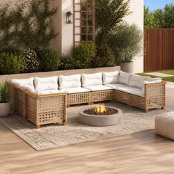 Premium 9 Piece Modular Outdoor Garden Sofa Set in Beige