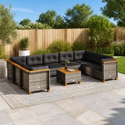 High-Quality 10 Piece Outdoor Garden Sofa Set in Grey