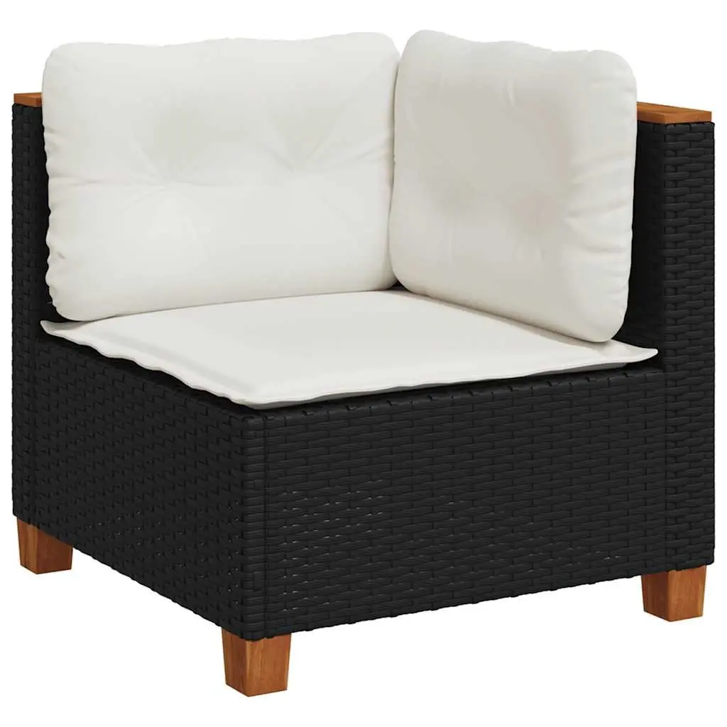 Garden Sofa Set PE Rattan 9 Piece Outdoor Furniture with Cushions Black