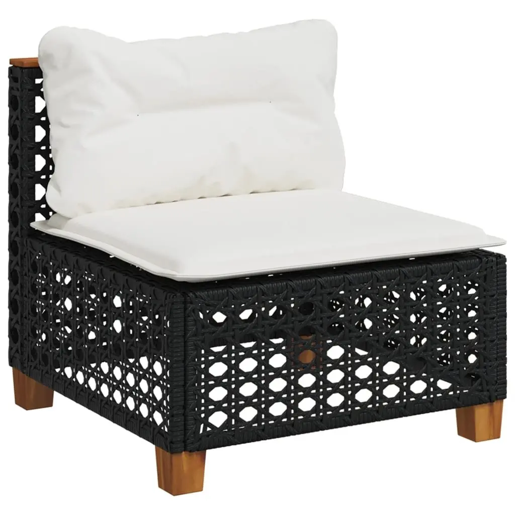 9 Piece Outdoor Garden Sofa Set PE Rattan with Cushions Black