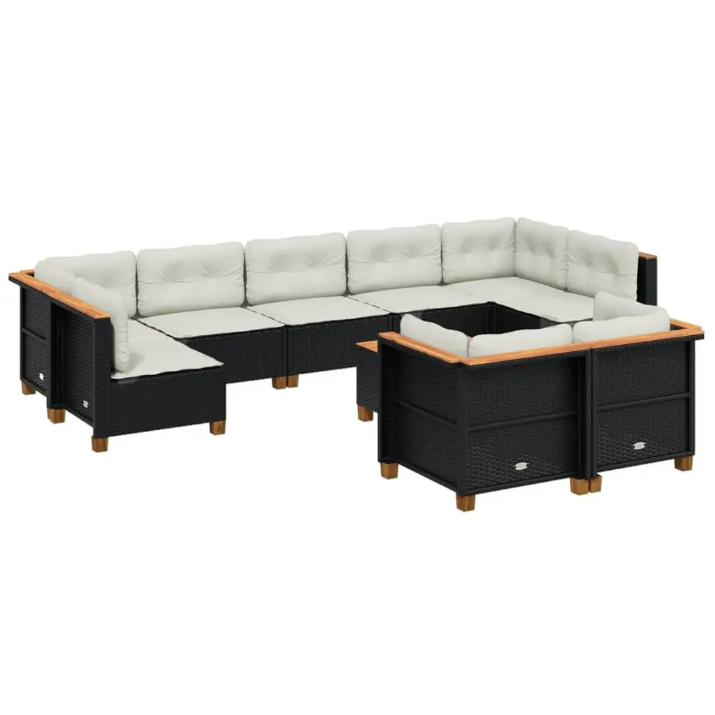 10 Piece Garden Sofa Set Outdoor Furniture Patio Lounge Seating Black with