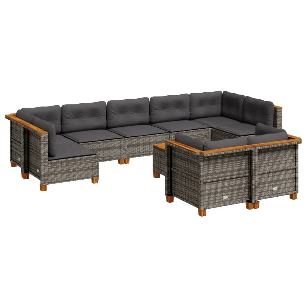 Garden Sofa Set PE Rattan 10 Piece Modular Outdoor Furniture Grey