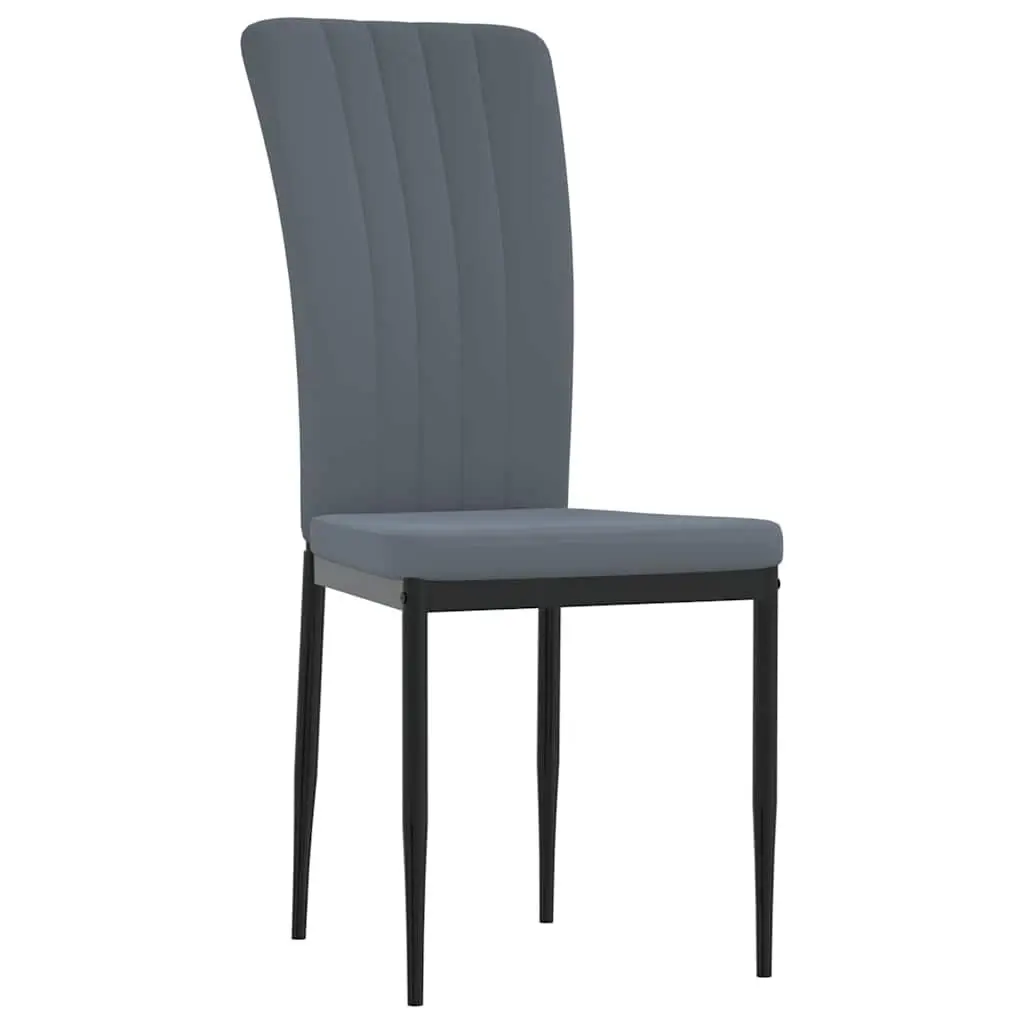 Set of 4 Grey Velvet Dining Chairs with Sturdy Iron Frame