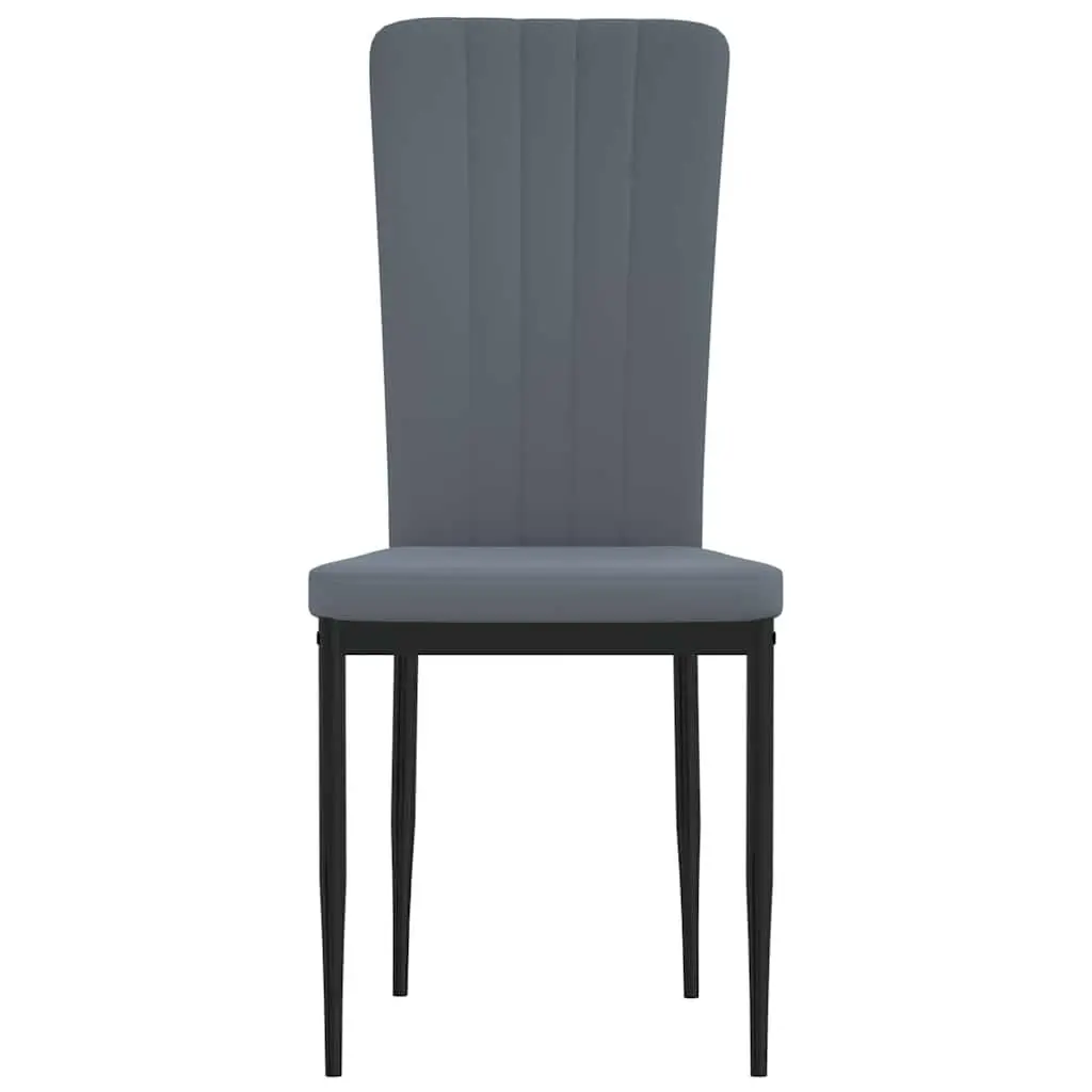 Set of 4 Grey Velvet Dining Chairs with Sturdy Iron Frame