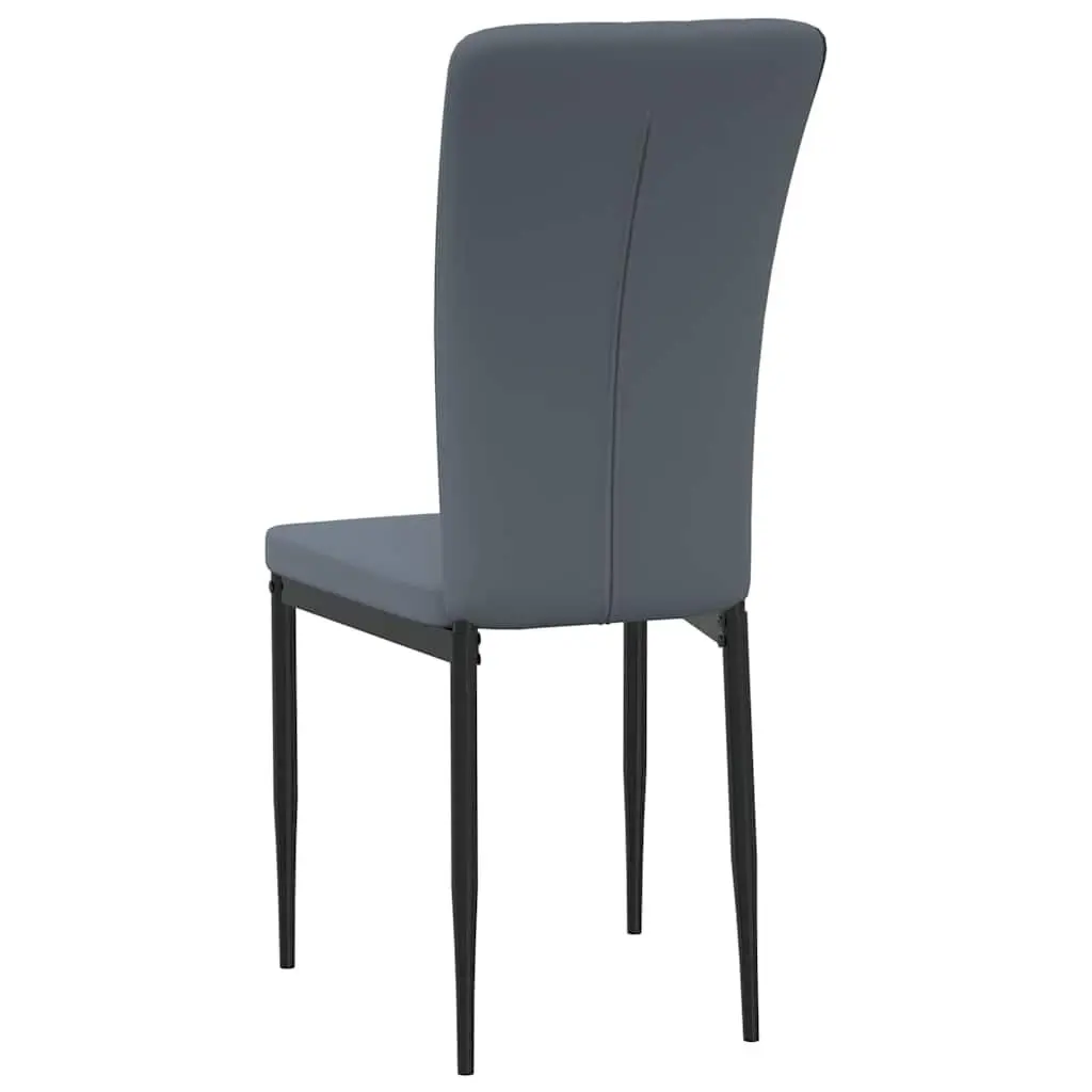 Set of 4 Grey Velvet Dining Chairs with Sturdy Iron Frame