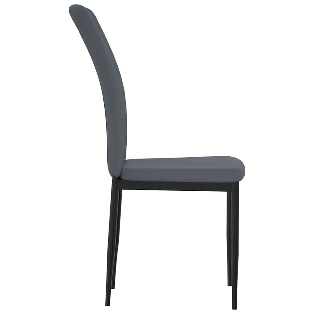 Set of 4 Grey Velvet Dining Chairs with Sturdy Iron Frame
