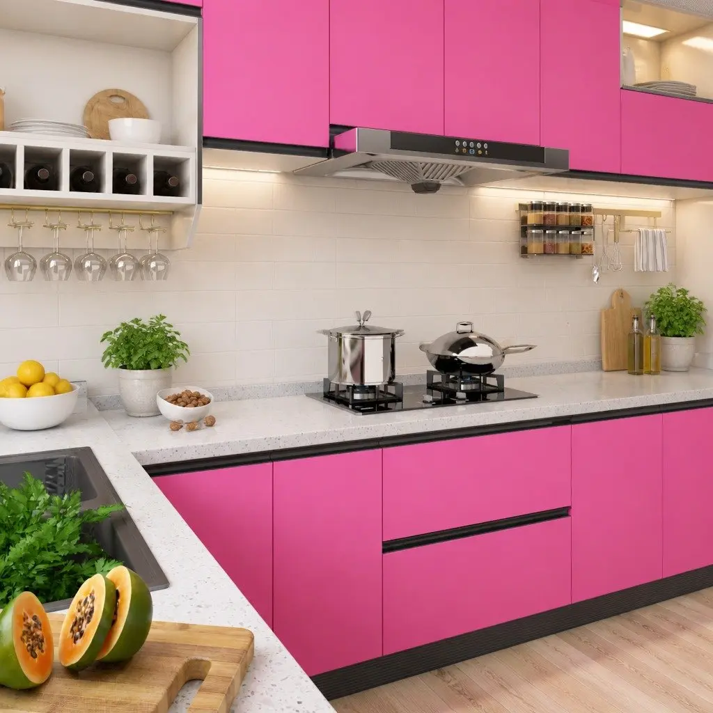 High Gloss Pink Self-Adhesive Furniture Film 500x90cm