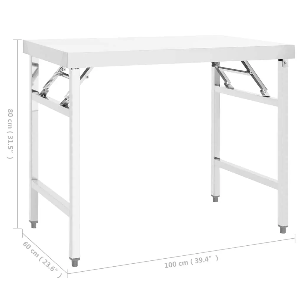 Folding Work Table Stainless Steel 100x60x80cm